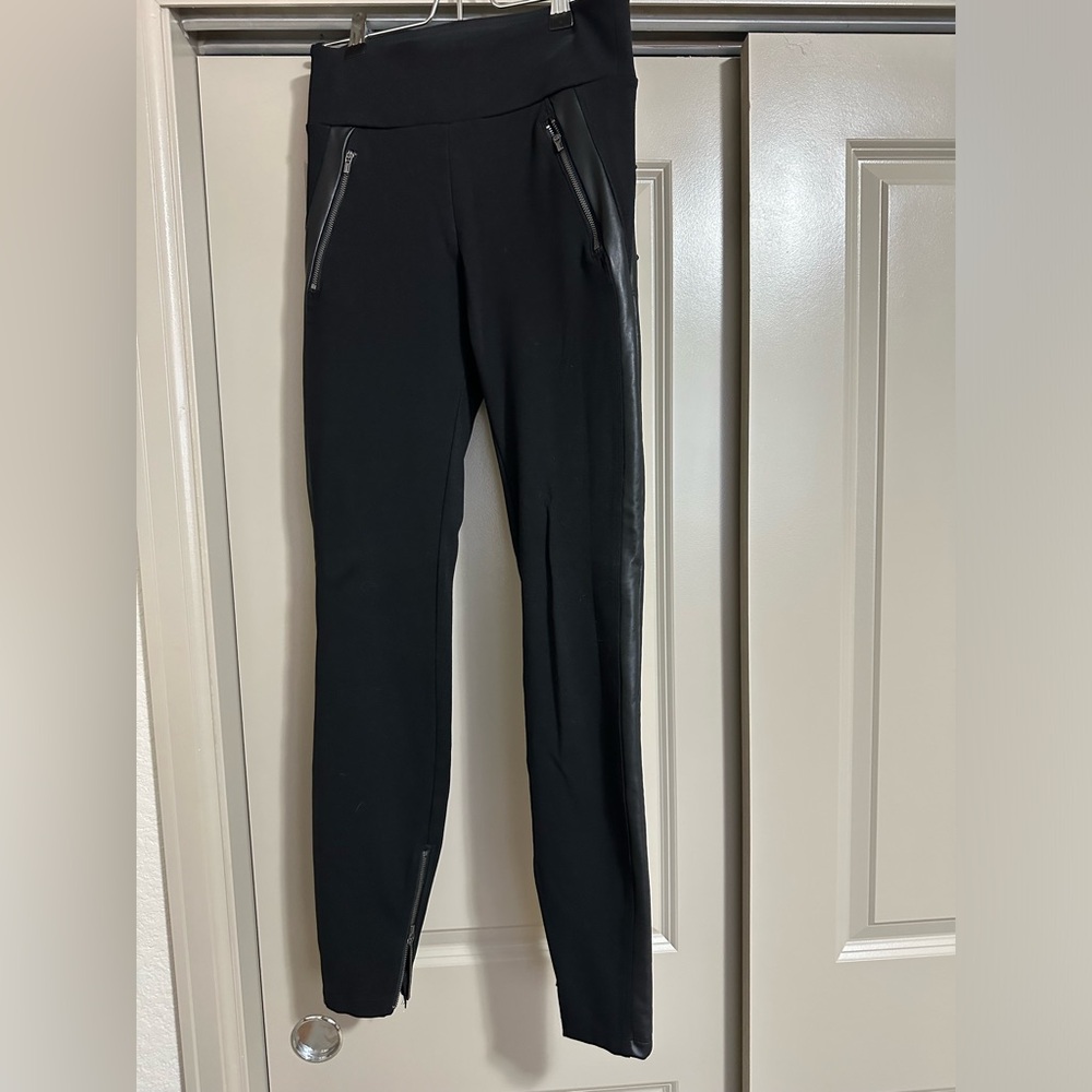 Athleta leather trimmed leggings, size 6 tall